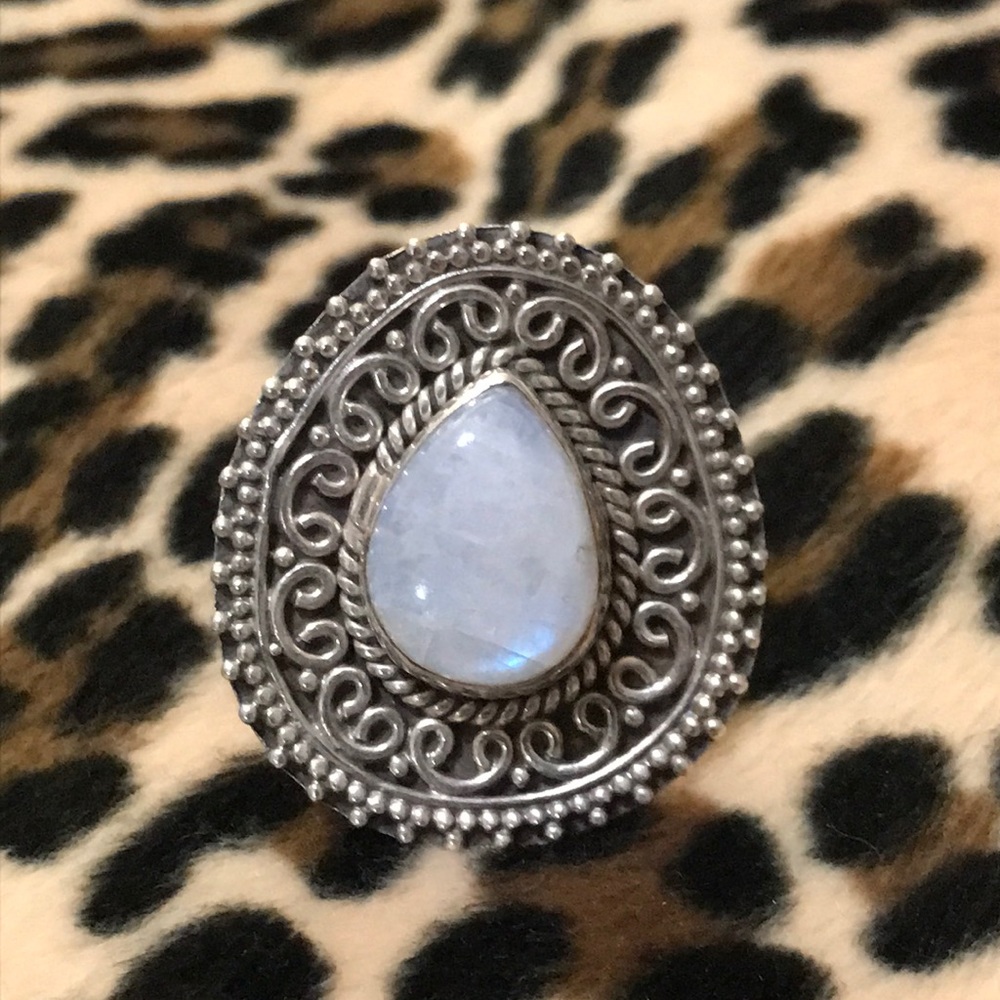 Sterling Silver Rainbow MOONSTONE Rainbow Healing Ring 7 925 Jewelry Gemstone - Picture 4 of 16